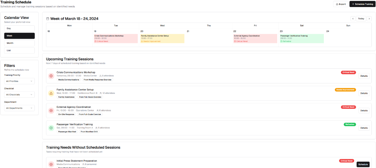 Multiagency training management platform